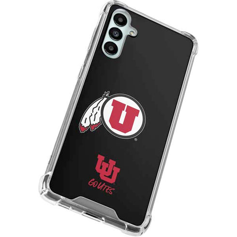 University of Utah Circle and Feather on Black Galaxy A15 5G Clear Case